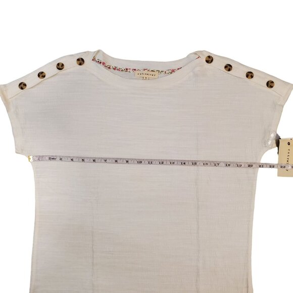 Retrology White Button-Shoulder Short Sleeve Top Medium - Picture 5 of 12